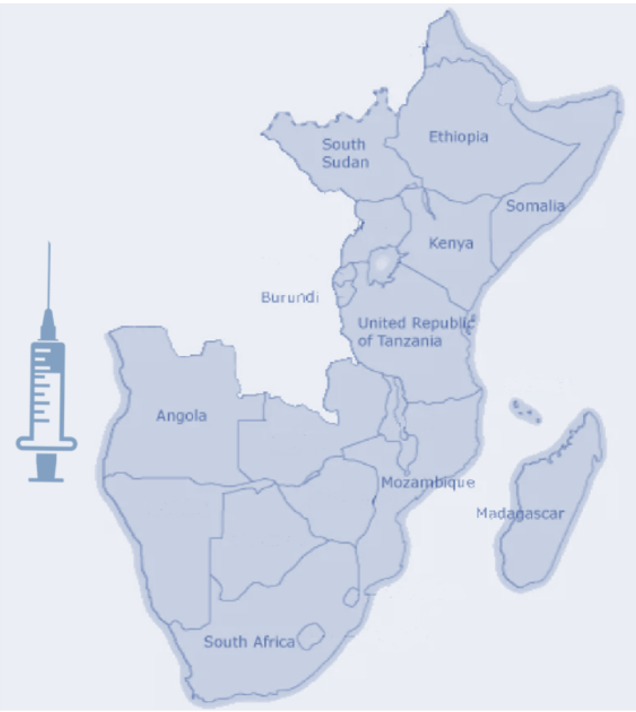 Map of south eastern Africa